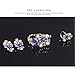 Everrich Luxurious Blue Crystal Bridal Cream Simulated Pearl Gold Plated Statement Necklace Earrings Jewelry Sets for Women Costume,4 Pairs
