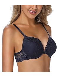 Sujetador push-up para dama, con encaje floral, ligeramente acolchado, cómodo sostén con aros