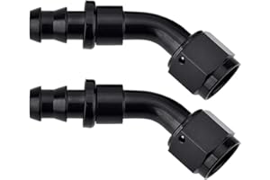 VehiMata 6AN 45 Degree Push Lock Fuel Hose End Fitting 2PCS