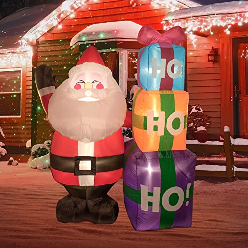 Nifti Nest 6 Ft Tall Jolly Santa Claus with 3 PCS Inflatable Decorations, Funny Builtin LED