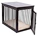 Internet’s Best Decorative Dog Kennel with Pet Bed – Wooden Dog House – Large Indoor Pet Crate Side Table – Espressothumb 1