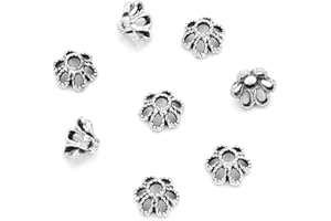 ADABELE 800pcs Textured Filigree Flower Bead Caps Bead End Cap 6mm Small Antique Silver Necklace Bracelet Earrings DIY Craft Jewelry Making Findings MC-AB18