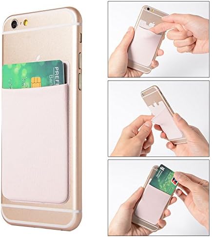 Stick On Credit Card Holder Wallet Case for Cell Phones - fits iPhone iPad Samsung Galaxy Android Smartphones, 10 Colors Available (Rose Gold)