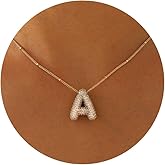 Semoya A-Z Letter Necklace Gold Balloon Initial Necklaces Rhinestone Letter Pendant Necklaces for Women Trendy