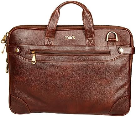 Mark Unisex Leather 16-inch Laptop Briefcase (Brown)
