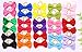 Yagopet 20pcs New Dog Hair Bows Topknot Solid Small Bowknot with Rubber Bands Pet Grooming Products Mix Pure Colors Pet Hair Bows Dog Hair Accessories (Solid Color)