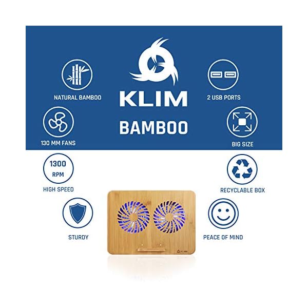 KLIM-Bamboo-Laptop-cooling-pad-Adjustable-speed-Cooling-stand-with-fans-and-bamboo-structure-for-laptops-between-10-and-156-Extra-USB-port KLIM Bamboo - Laptop cooling pad - Adjustable speed - Cooling stand with fans and bamboo structure, for laptops between…
