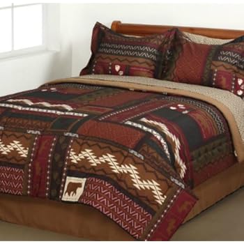 Amazon.com: Southwest Cabin Bear King Comforter Set (8