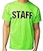 Neon Green Staff T-Shirt Front & Back Print Mens Event Shirt Tee