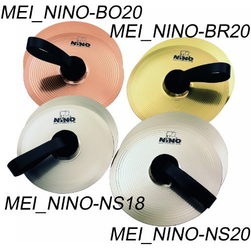 Nino Percussion NINO-NS18 7-Inch Marching Cymbal Pair with Holding Straps, Nickel Silver
