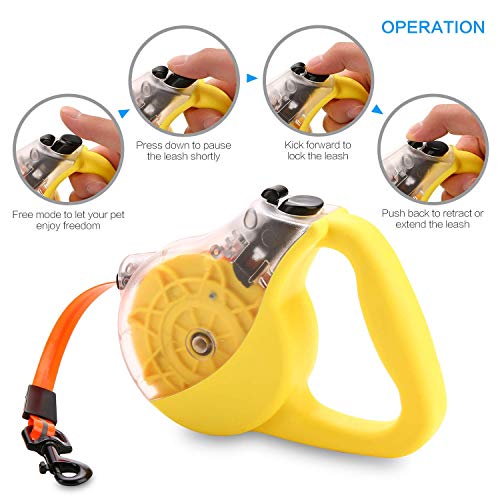 WEILIGU Retractable Dog Leash，Reflective Safety and Strong Anti-Fracture 12ft TPU Scratch Resistant Plastic Wrapped Braided Rope，One-Handed Brake, Pause, Lock - Thumbnail 2