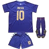 Think N Thrill 2024 Argentina #10 Leo. Copa-America Away Kids Football Soccer Jersey/Shorts/Socks Kit Youth Sizes