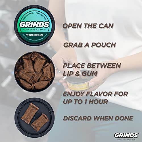 Grinds Coffee Pouches 6 Cans of Vanilla Tobacco Free, Nicotine Free