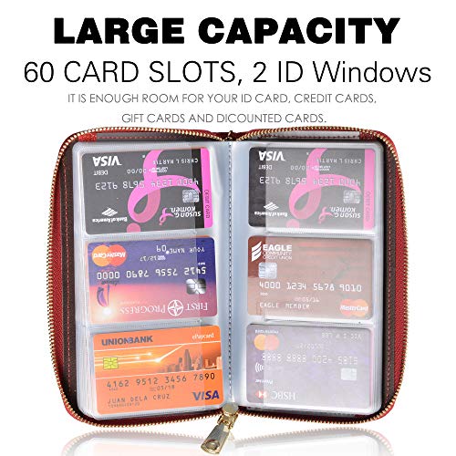 Easyoulife Credit Card Holder Wallet Womens Zipper Leather Case Purse