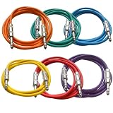 Seismic Audio SATRX-6BGORYP 6 Pack of Multi Color 6' 1/4"TRS to 1/4" TRS Patch Cables