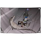 3x5 Feet Funny Flag Picture Crocodile with Four Brass Grommets - Single Sided Funny Flag Tapestry for Bedroom - Poster for College Dorm Boys and Girls - Polyester Meme Banner for Indoor or Outdoor