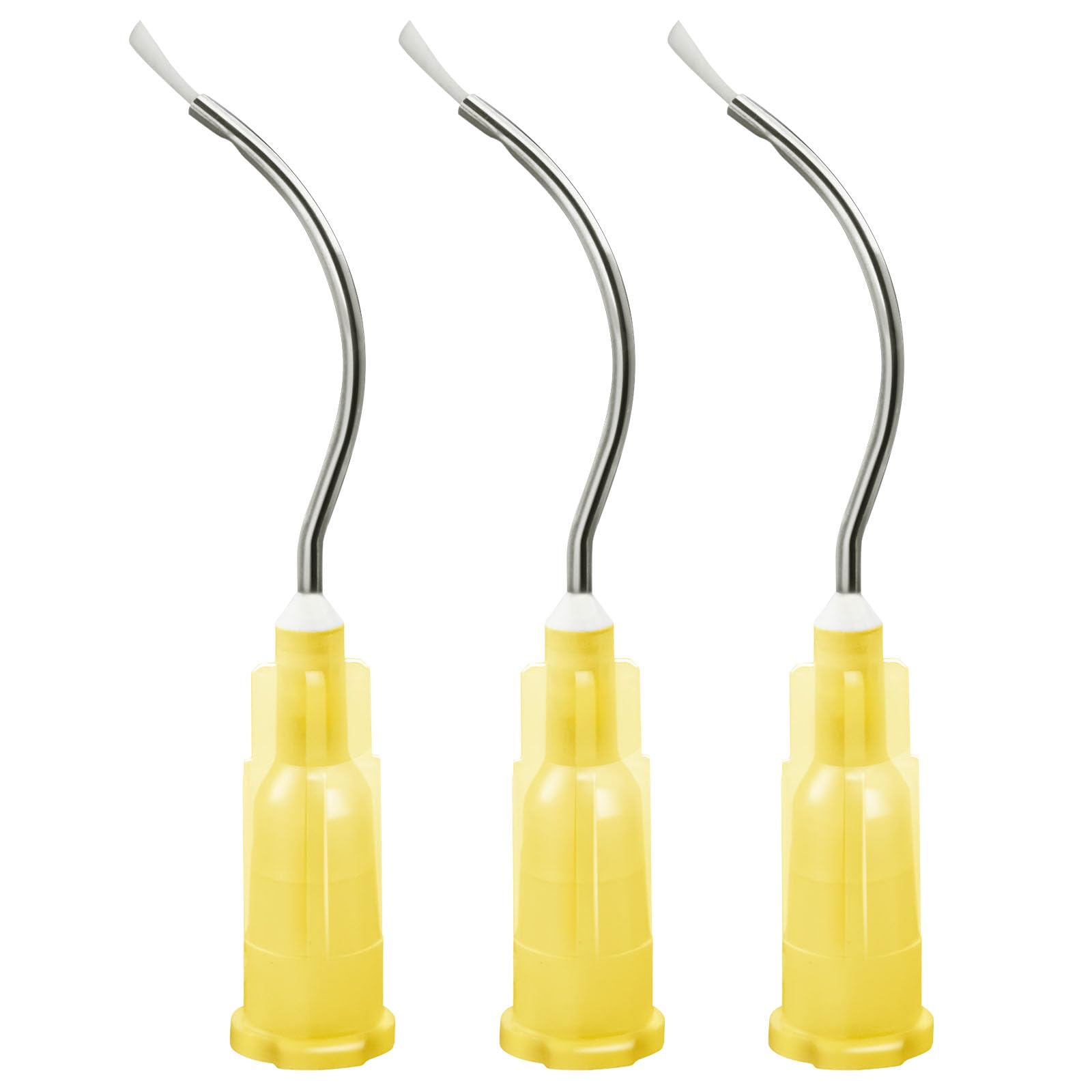 Photo 1 of 100 PCs 19G Yellow Pre Bent Needle Tip with Brush Padded by JEVOLVE | Precision Applicator for Crafts, Painting, Model Building, and Industrial Use | Durable, Flexible, and Easy to Use