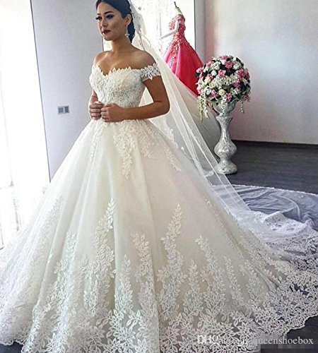 Fanciest Women's Lace Wedding Dresses For Bride 2017 Ball Gowns White US18W - Thumbnail 2