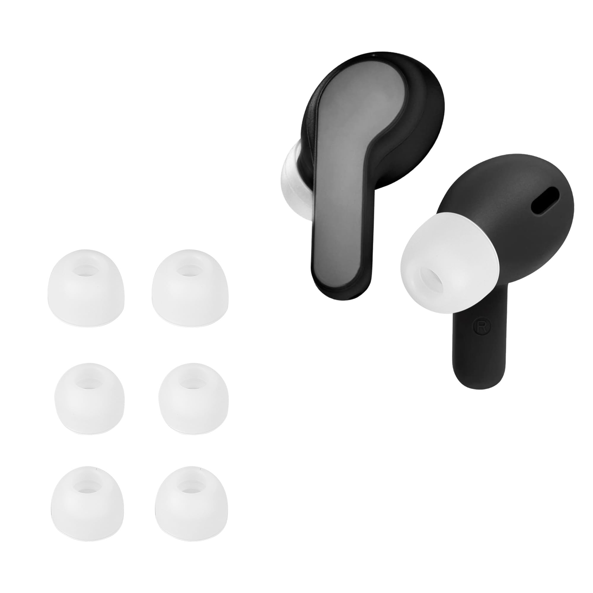 kwmobile 6x Replacement Ear Tips Compatible with JBL Wave Beam/Beam 2 / Wave 200TWS - Silicone Tips for Earphones - White