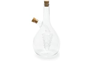 Fox Run 7052 Grape Motif Oil and Vinegar Cruet Dispenser Bottle, Clear Borosilicate Glass, 16 Ounce