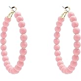 Just Follow Colorful Vintage Large Circle Hoop Earrings for Women 80s 90s Neon Acrylic Round Beads Earring Minimalist Geometric Party Jewelry