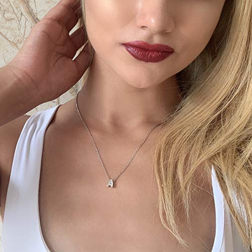 Letter A Necklace, 925 Sterling Silver 
