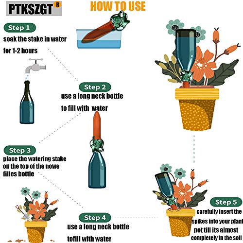 Frog Terracotta- Watering Globes-3 Self Watering System Spikes- Plant Watering Stakes For 2 Vacation Modes-Plant Watering Devices Self Irrigation Drippers For Indoor& Outdoor Plants (green-Frog)
