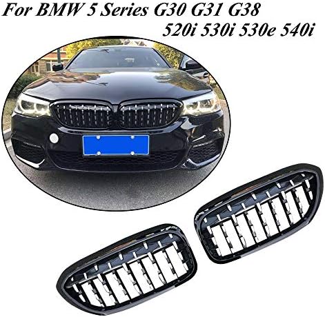 JC SPORTLINE Front Hood Center Replacement Grill fits BMW 5 Series G30 G31 G38 520i 530i 530e 540i 2017-2019 Front Single Line Kidney Grills