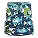 EcoAble Baby All-In-Two AI2 Hybrid Cloth Diaper w/ Pocket, One Size 10-35Lb (Fish)