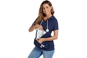 Rkrouco Womens Cat Dog Pet Pouch Hoodies Pullover Sweatshirt Puppy Kitten Holder Carrier Pullover Shirt