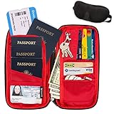 RFID Travel Wallet & Document Organizer Bag, Family Passport Holder + Sleep Mask