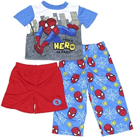 Marvel Toddler Boys Spiderman 3-Piece Pajama Set (Assorted, 3T)