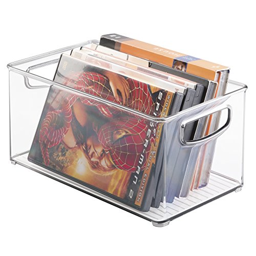 mDesign Stackable Household Storage Organizer Container Bin for DVDs