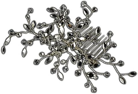 Rhinestone & Swarovski Crystal Floral Spray Wedding Bridal Hair Comb by Elegance by Carbonneau