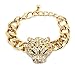 Heirloom Finds Chunky Gold Tone Pave Crystal Jaguar Panther Animal Bracelet Adjustable