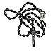 St Benedict Mens Large Intercession Rosary - Made in Brazil (Black - Traditional Cross)