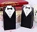 Rbenxia Wholesale Wedding Favors Wedding Party Favor Boxes Creative Tuxedo Dress Groom Bridal Candy Gift Box with Ribbon 100pcs