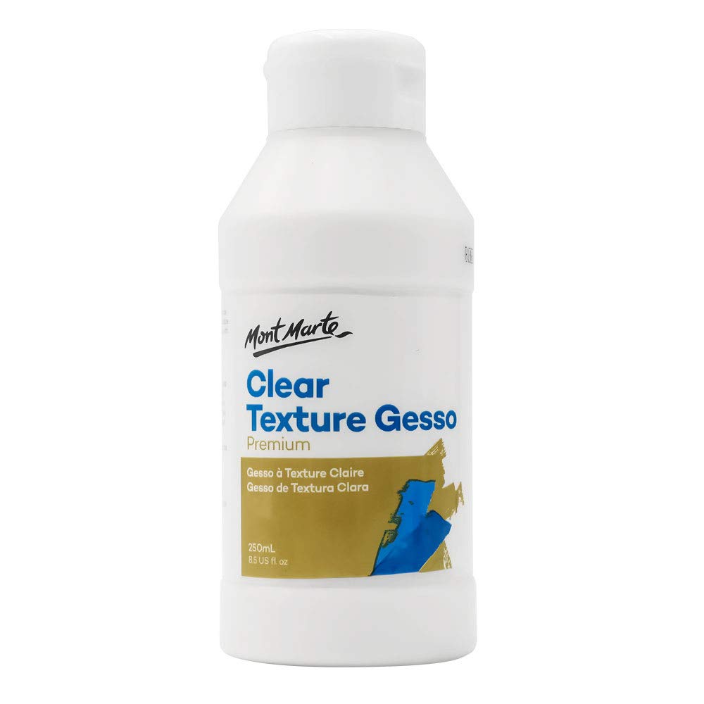 Mont Marte Premium Clear Texture Gesso Acrylic Medium 250ml | Prep & Prime Canvas