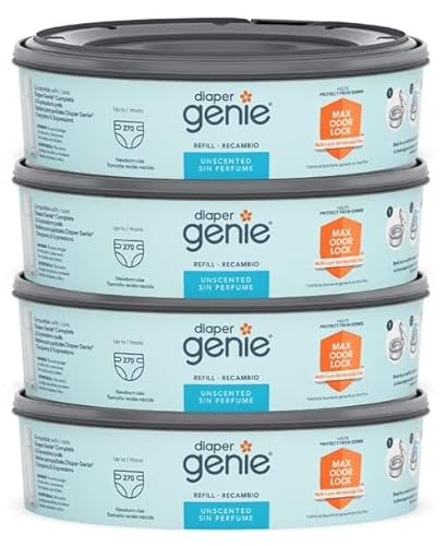 Diaper Genie Refill Bags 270 Count (Pack of 4) with Max Odor Lock
