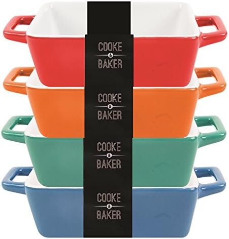 Set Of 4 Rectangular Bright-coloured Small Oven To Table Lasagne/ Pie/ Casserole/ Tapas/ Baking Dish (5x 10x 12cm) - Image 5