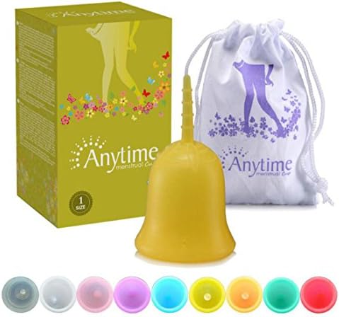 Menstrual Cups-Small&Big Size-Best Alternative to Tampons and Cloth Sanitary Napkins-with Manual and Cloth Bag and Gift Box (Yellow, Large)