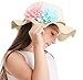 Summer Girl Half a Flanging Straw Hat Beach Sun Cap with Two Flowers