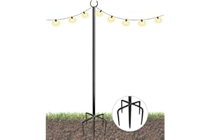 Eazielife Outdoor String Light Pole, 10 FT Heavy Duty Hanging Light Stand Pole for Outside Garden Lawn, Patio, Christmas, Wedding, Party (1 Pack)