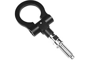 USTOPF1T Car Front Bumper Tow Hook, Metal Bumper Pulls Trailer Rotary Tow Hooks, Universal Foldable Auto Repair Parts, Suitable for Truck SUV Car (Black)