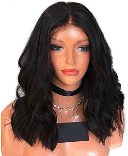 Romance Hair 150% Denstiy Brazilian Virgin Human Hair Body Wave Bob Lace Front Wig Glueless Full Lace Wig Short Wavy Wig with Baby Hair for Black Women (12 Inches, Lace Front Wig)