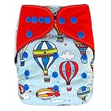 EcoAble Baby Charcoal Bamboo All-In-One AIO Cloth Diaper w/ Pocket, Size 10-30Lb (Balloon)