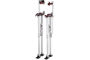 ZEHUOGE Adjustable 36" - 50" Aluminum Drywall Stilts 225Lbs Load Capacity 3-Position Heel Bracket Dual Action Springs for Painting Taping or Cleaning Silver US Delivery (Silver)