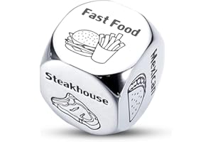 AMBREGRISSUN Christmas Stocking Stuffers for Women Men Gag Gifts Adult Valentines Day Date Night Gifts for Couples Food Decision Dice Decider 11th Anniversary Steel Gifts for Husband Wife