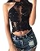 FANCYINN® Women Crochet Floral Lace Sexy Halter Neck Cocktail Tank Top Vest Black M