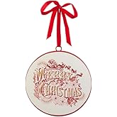 RAZ Imports Vintage Merry Christmas Disc Ornament, 6-Inch, Multicolor